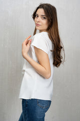 Maglia in Tela Effetto Seta Bianco