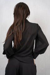 Camicia in Georgette Velata con Arriccio Centrale
