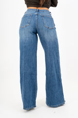 Jeans flare soft-touch denim blu.