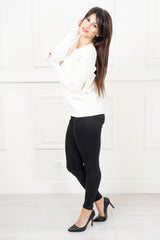 Maglia over girocollo ampia manica raglan