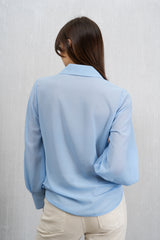 Camicia in Georgette Velata con Arriccio Centrale
