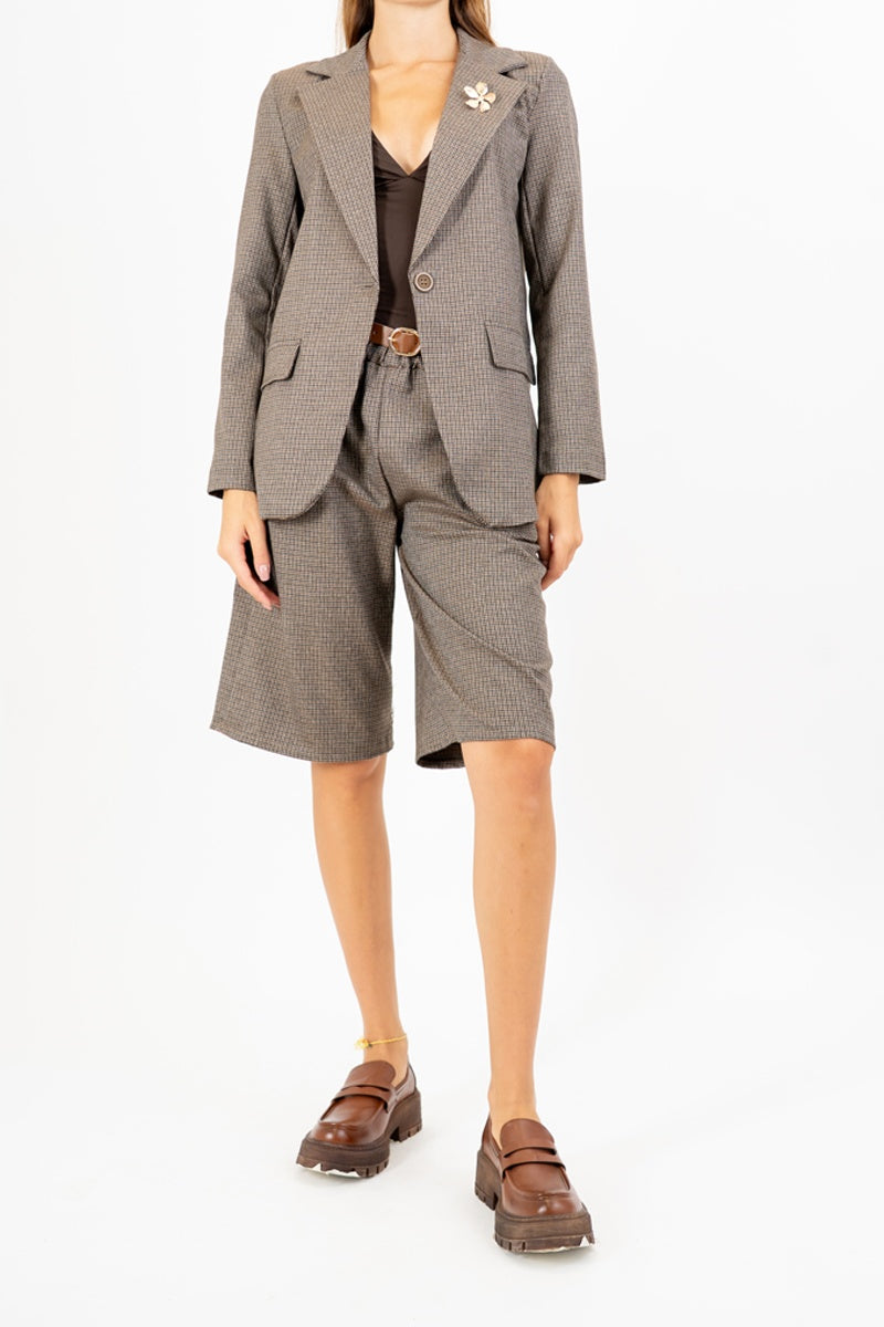 Giacca London Check con spilla.