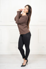 Maglia over girocollo ampia manica raglan
