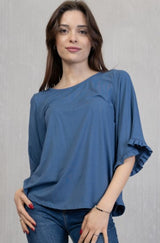 Maglia ampia in viscosa con volant