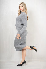 Completo filo treccia maglia con gonna lunghette