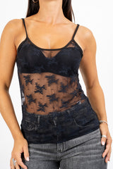 Top in pizzo Midnight Bloom.