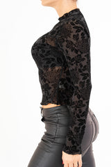 Maglia Velvet Bloom semitrasparente in lurex floccato