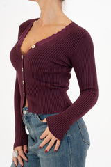 Cardigan Lace Gold in costina con pizzo