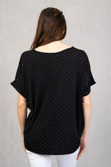 Maglia in viscosa con scollo a V e strass
