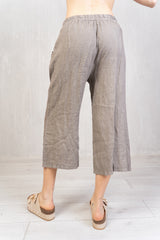 Pantagonna in 100% lino con elastico in vita