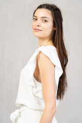 Blusa Plum Soft con Manica Volant