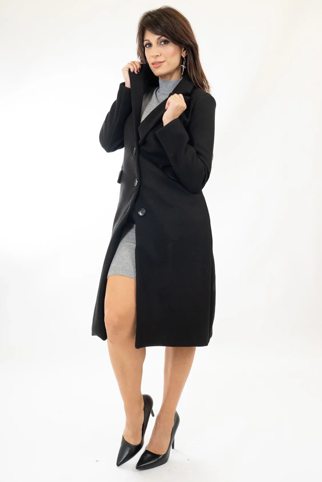 Cappotto avvitato panno un petto 3 bottoni