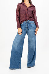 Jeans flare soft-touch denim blu.