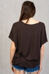 Maglia in viscosa con scollo a V e strass