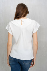 Maglia in Tela Effetto Seta Bianco