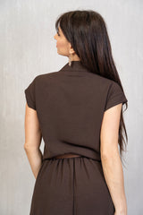 Camicia annodata con maniche corte