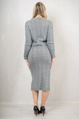 Completo filo treccia maglia con gonna lunghette