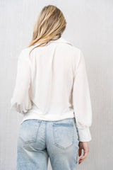 Camicia in Georgette Velata con Arriccio Centrale