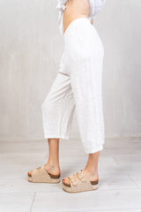 Pantagonna in 100% lino con elastico in vita