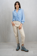Camicia in Georgette Velata con Arriccio Centrale