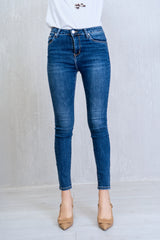 Jeans push-up skinny a vita alta Denim Scuro.