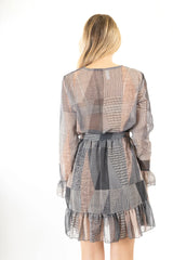 Abito georgette incrocio patchwork