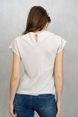 Maglia in Tela Effetto Seta Beige