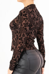 Maglia Velvet Bloom semitrasparente in lurex floccato