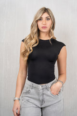 Top in Maglina Elasticizzata con Schiena Scoperta e Incrocio