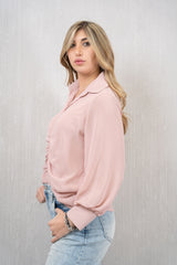 Camicia in Georgette Velata con Arriccio Centrale