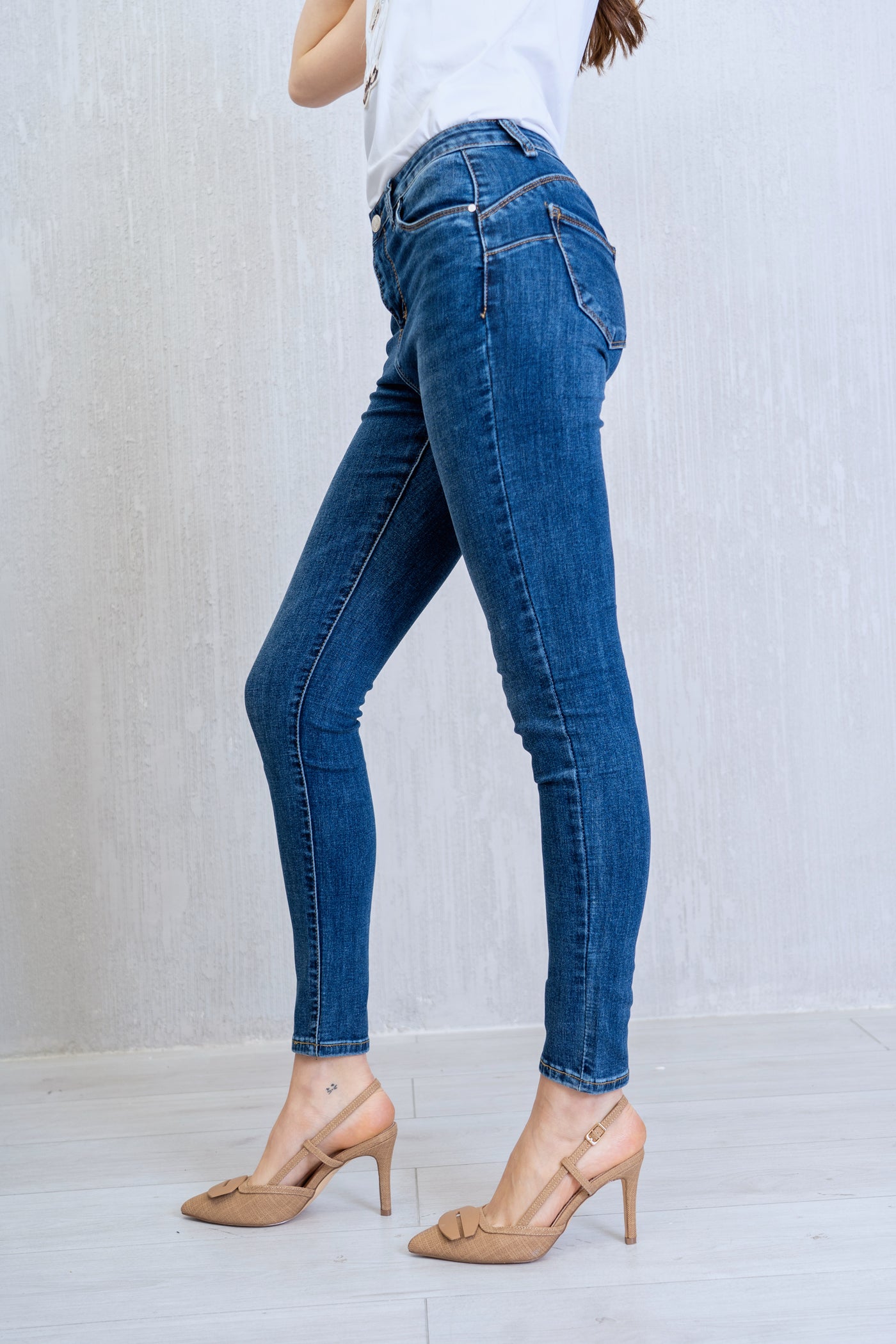 Jeans push-up skinny a vita alta Denim Scuro.