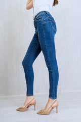 Jeans push-up skinny a vita alta Denim Scuro.