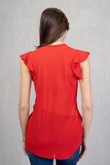 Rouches Mood – Blusa in georgette con bottoncini tono su tono