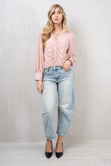Camicia in Georgette Velata con Arriccio Centrale