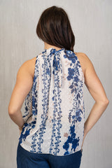 Top senza maniche in georgette fantasia