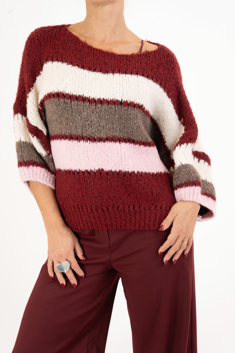 Maglione ColorWave a righe in misto lana