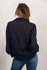 Camicia in Georgette Velata con Arriccio Centrale