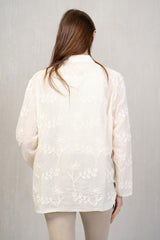 Camicia Ricamata in Cotone fiori e trecce