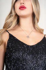 Top tulle ricamato doppia V