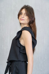 Blusa Plum Soft con Manica Volant