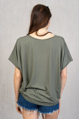 Maglia in viscosa con scollo a V e strass