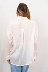 Camicia Over in Tessuto Leggero e Velato Rosa Cipra