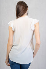 Rouches Mood – Blusa in georgette con bottoncini tono su tono