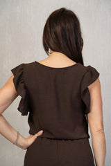 Blusa Plum Soft con Manica Volant