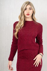 Completo filo treccia maglia con gonna lunghette