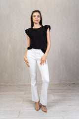 Maglia in viscosa con strass e giromanica ampio