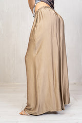 Pantalone ampio in viscosa e seta con coulisse