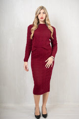 Completo filo treccia maglia con gonna lunghette