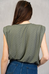 Maglia in viscosa con strass e giromanica ampio