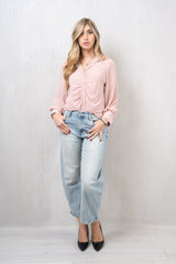 Camicia in Georgette Velata con Arriccio Centrale